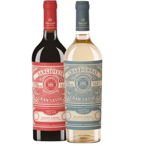 [Cặp Vang Trắng - Đỏ] Rượu Vang Ý Gran Sasso Sangiovese & Chardonnay