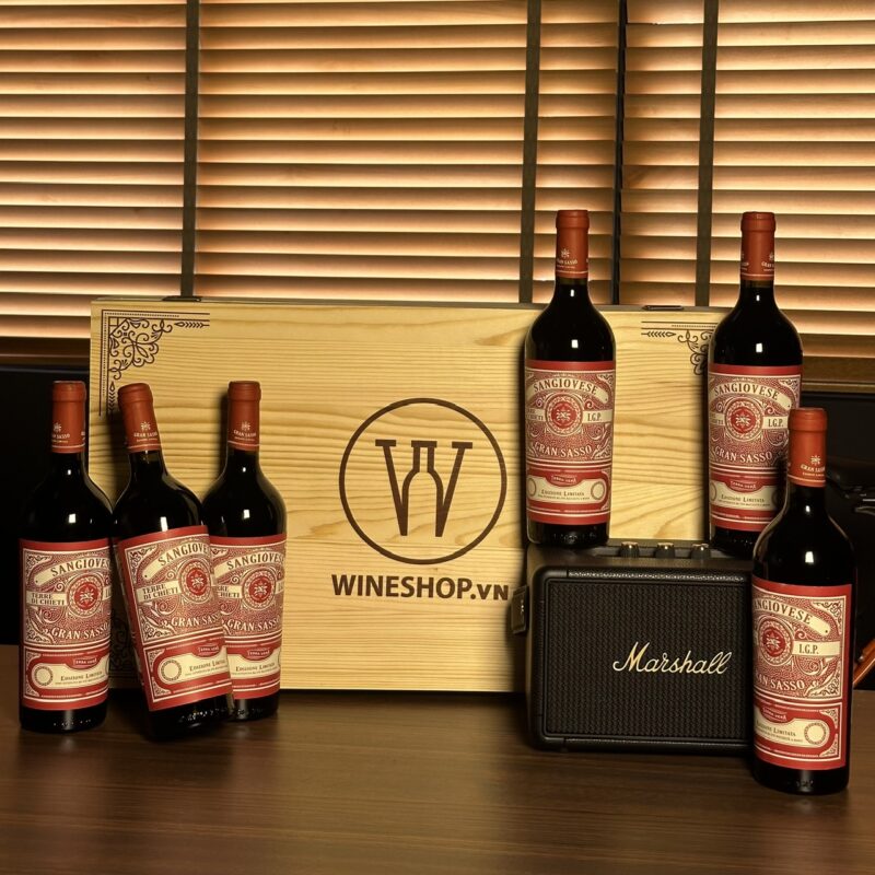 Hộp Gỗ 6 Chai - Rượu Vang Ý Gran Sasso Sangiovese IGT