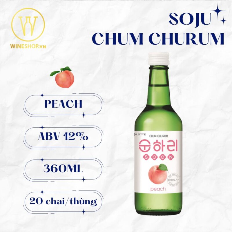Rượu Soju Hương Đào Chum Churum Peach (Thùng 20 chai)