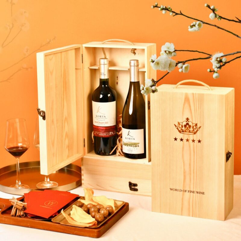Hộp Gỗ Đôi Rượu Vang Chile Korta Cabernet/Chardonnay