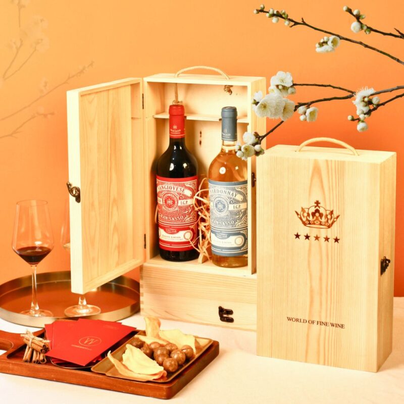 Hộp Gỗ Đôi Rượu Vang Ý Gran Sasso Sangiovese/Chardonnay