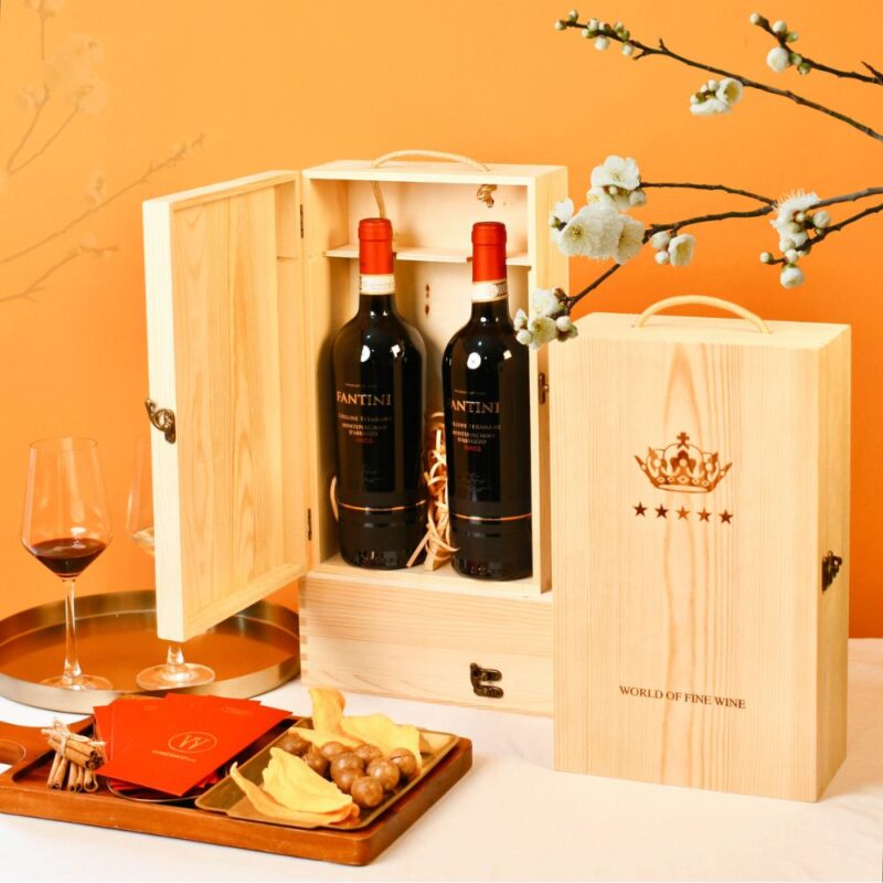 Hộp Gỗ Đôi Rượu Vang Ý Fantini Montepulciano DOCG