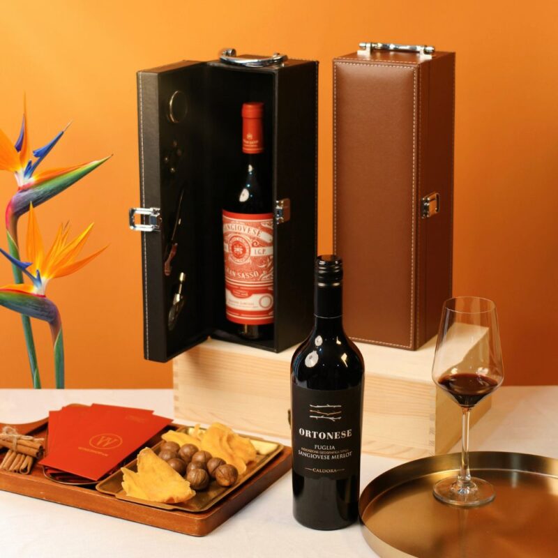 Hộp Da Đơn Rượu Vang Đỏ Caldora Ortonese Sangiovese Merlot IGT