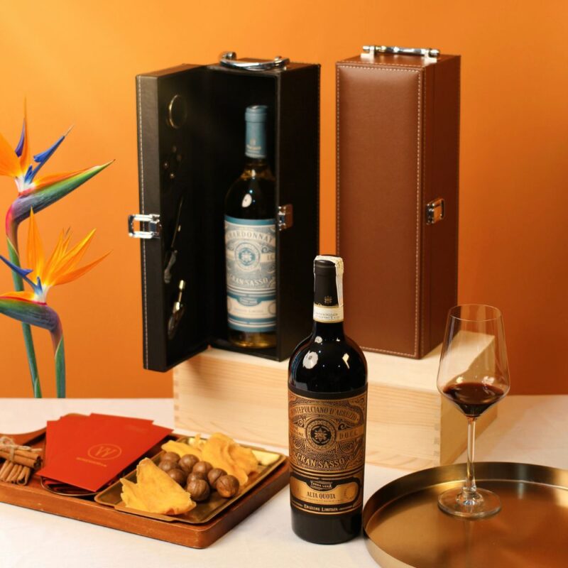 Hộp Da Đơn Rượu Vang Đỏ Gran Sasso Montepulciano DOCG