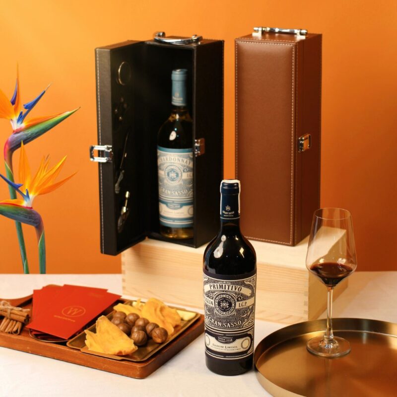 Hộp Da Đơn Rượu Vang Đỏ Gran Sasso Primitivo IGT