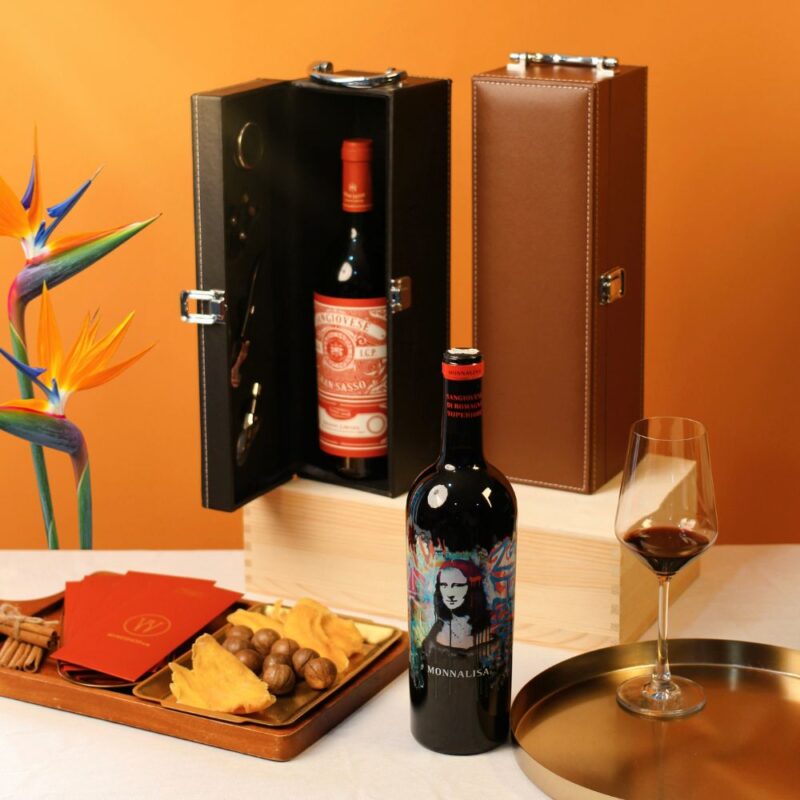 Hộp Da Đơn Rượu Vang Đỏ Monnalisa Toscana Rosso