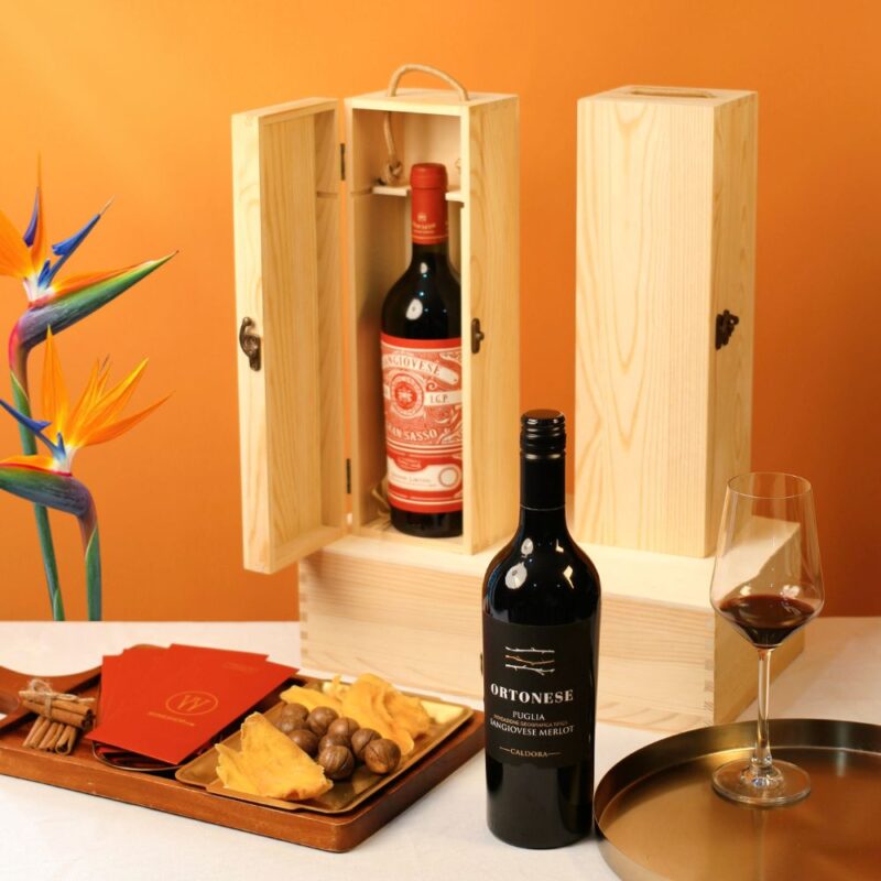Hộp Gỗ Đơn Rượu Vang Đỏ Caldora Ortonese Sangiovese Merlot IGT