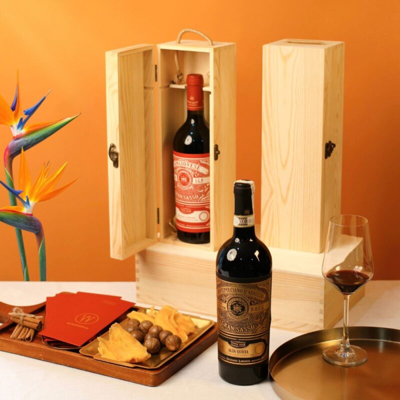 Hộp Gỗ Đơn Rượu Vang Đỏ Gran Sasso Montepulciano DOCG