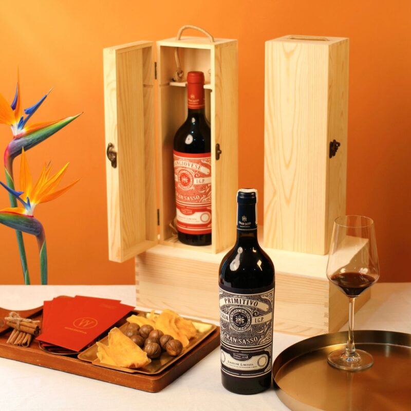 Hộp Gỗ Đơn Rượu Vang Đỏ Gran Sasso Primitivo IGT