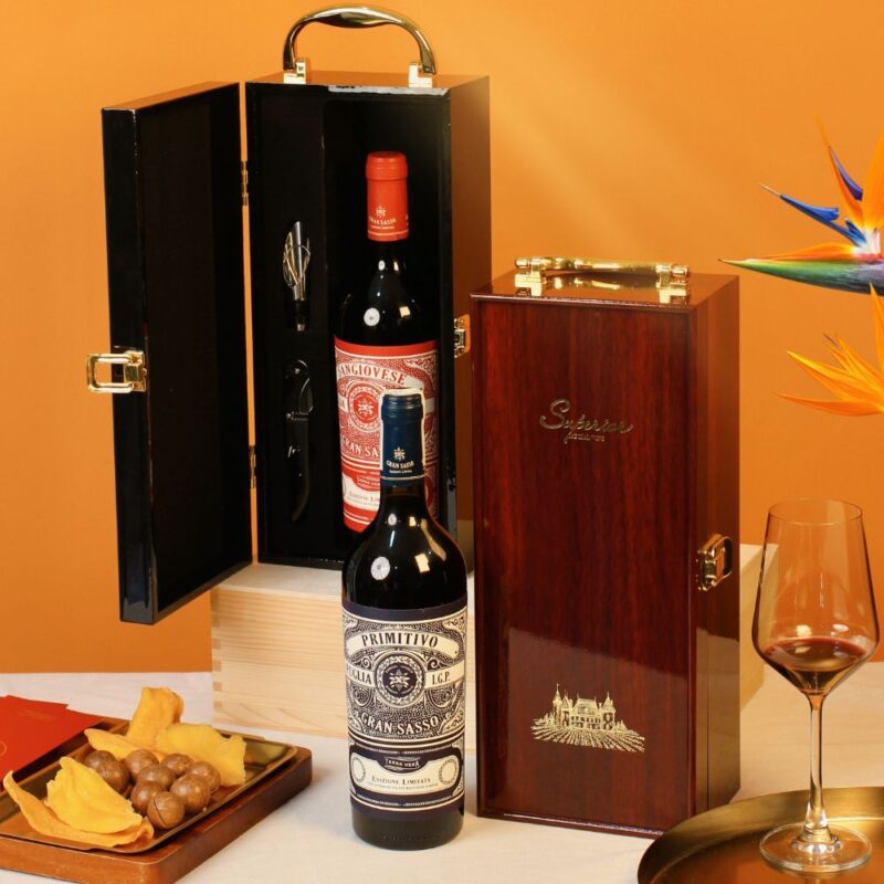 Hộp Sơn Mài Đơn Rượu Vang Đỏ Gran Sasso Primitivo IGT