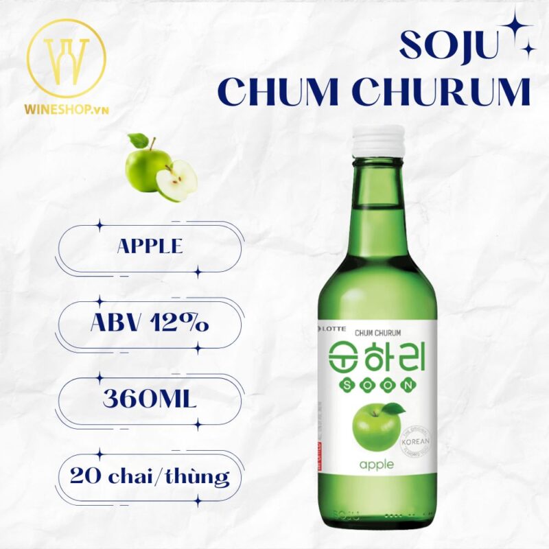 Rượu Soju Hương Táo Chum Churum Apple (Thùng 20 chai)