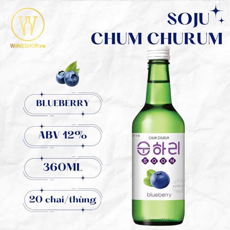 Rượu Soju Hương Việt Quất Chum Churum Blueberry (Thùng 20 chai)