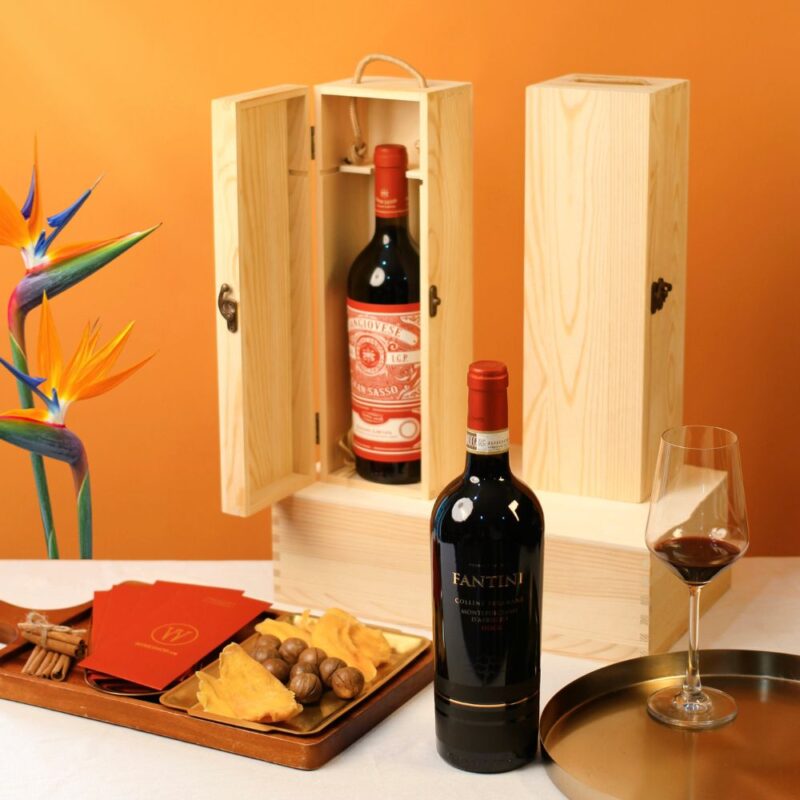 Hộp Gỗ Đơn Rượu Vang Đỏ Fantini Montepulciano DOCG