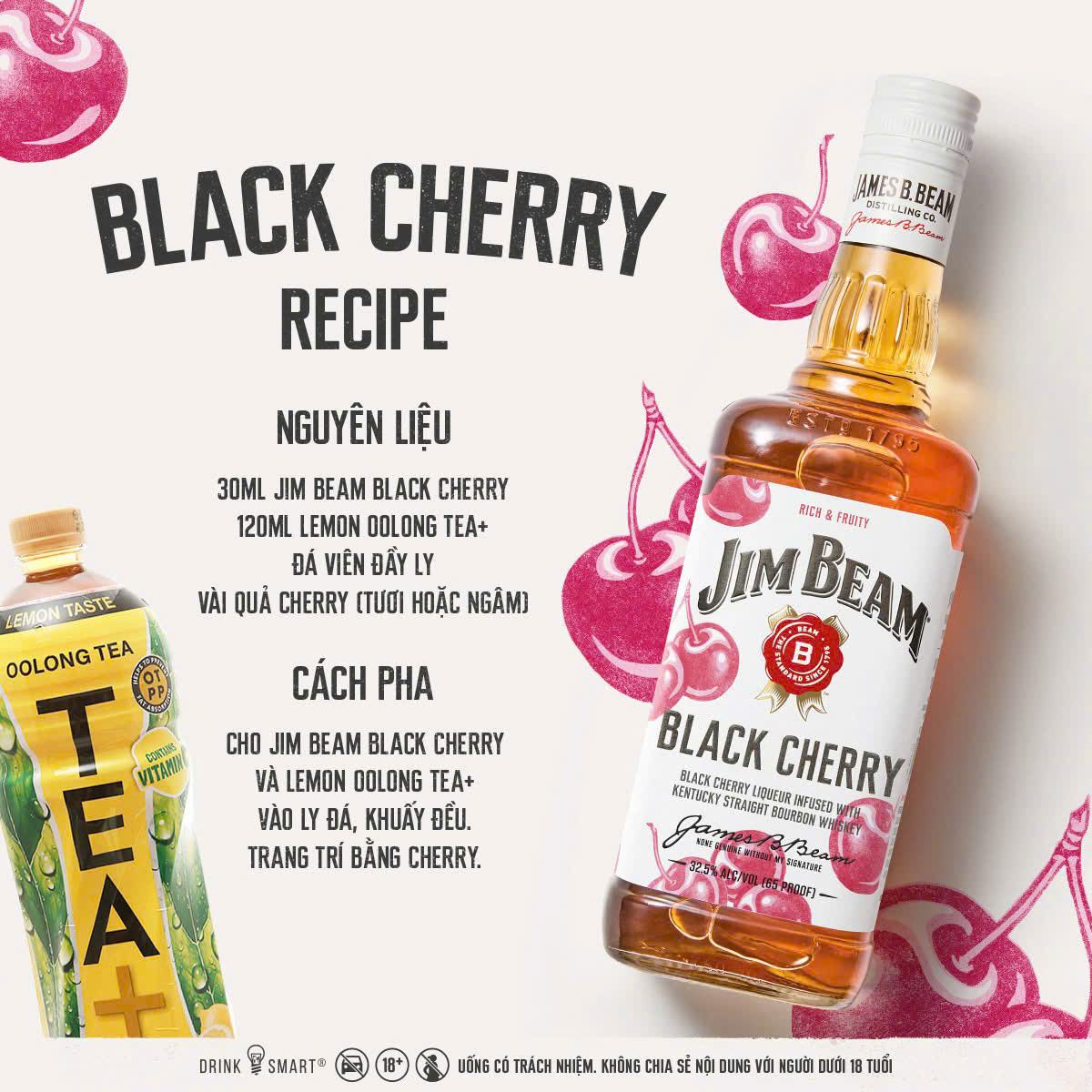 Rượu Whisky Bourbon Jim Beam Black Cherry