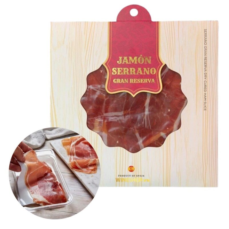 Đùi Sau Heo Muối Serrano 16 Tháng Cắt Lát Khay 100g
