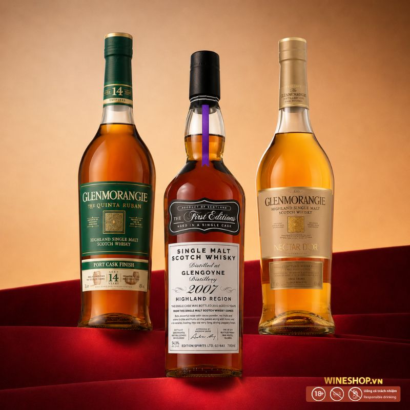Chai whisky Highlands tiêu biểu Glenmorangie và The Dalmore
